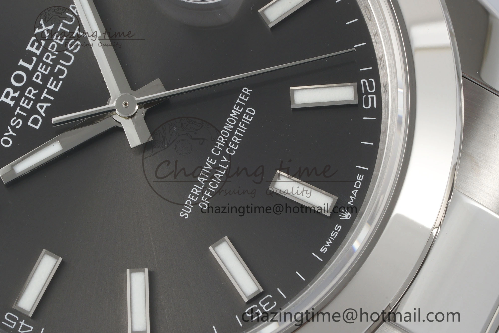 DateJust 41 SS Polished Bezel KING 1:1 Best Edition 904L Steel Gray Stick Dial on Oyster Bracelet VR3235