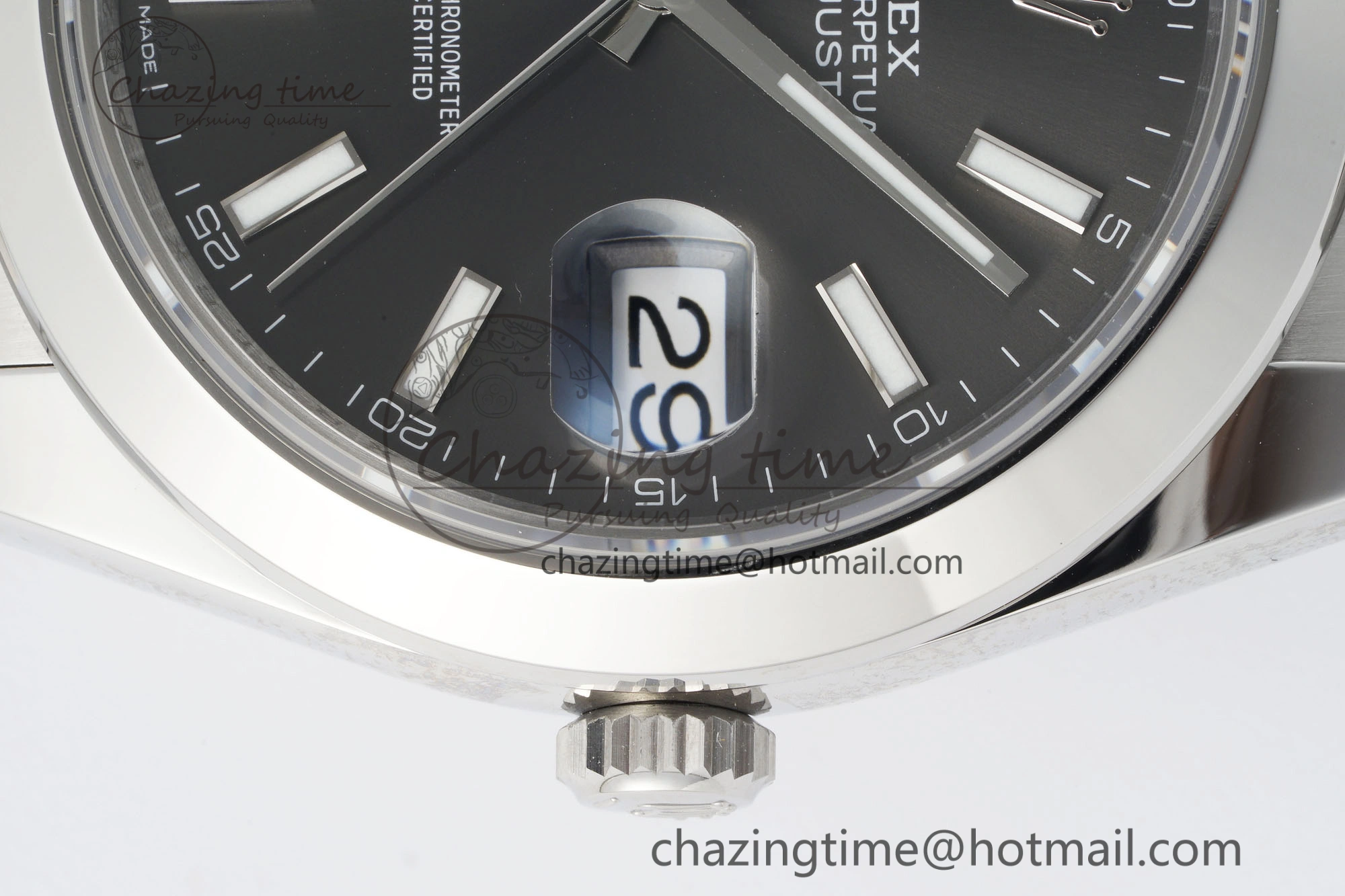 DateJust 41 SS Polished Bezel KING 1:1 Best Edition 904L Steel Gray Stick Dial on Oyster Bracelet VR3235