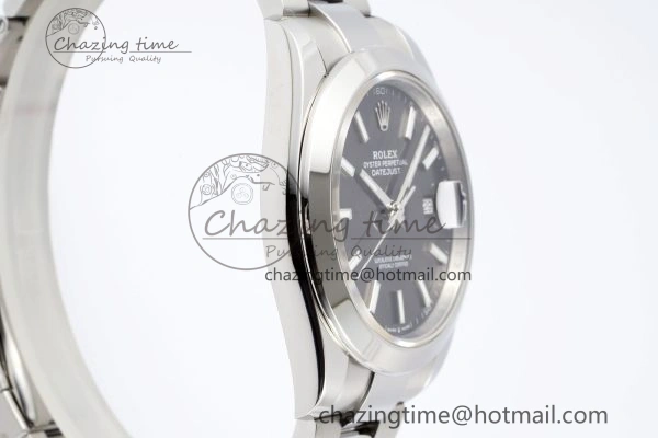 DateJust 41 SS Polished Bezel KING 1:1 Best Edition 904L Steel Gray Stick Dial on Oyster Bracelet VR3235