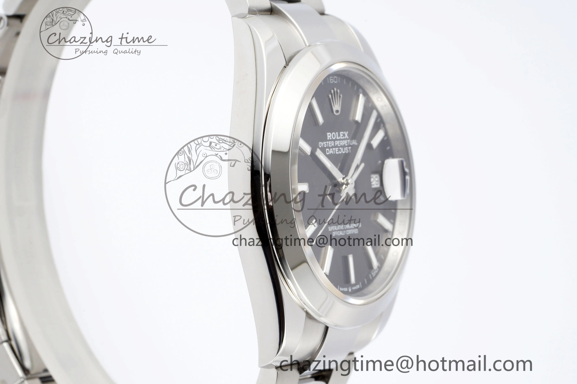 DateJust 41 SS Polished Bezel KING 1:1 Best Edition 904L Steel Gray Stick Dial on Oyster Bracelet VR3235