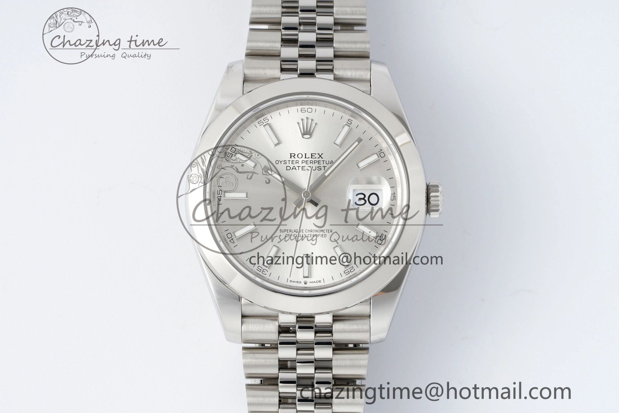 DateJust 41 SS Polished Bezel KING 1:1 Best Edition 904L Steel Silver Stick Dial on Jubilee Bracelet VR3235