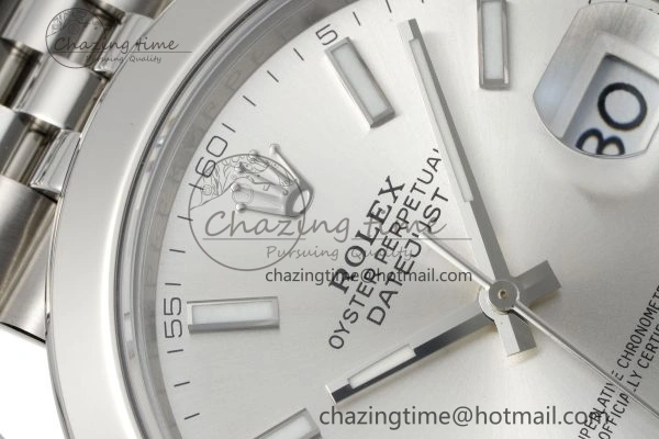 DateJust 41 SS Polished Bezel KING 1:1 Best Edition 904L Steel Silver Stick Dial on Jubilee Bracelet VR3235