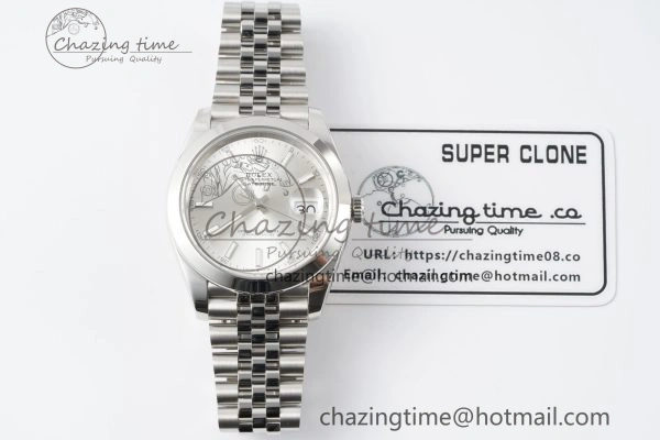 DateJust 41 SS Polished Bezel KING 1:1 Best Edition 904L Steel Silver Stick Dial on Jubilee Bracelet VR3235