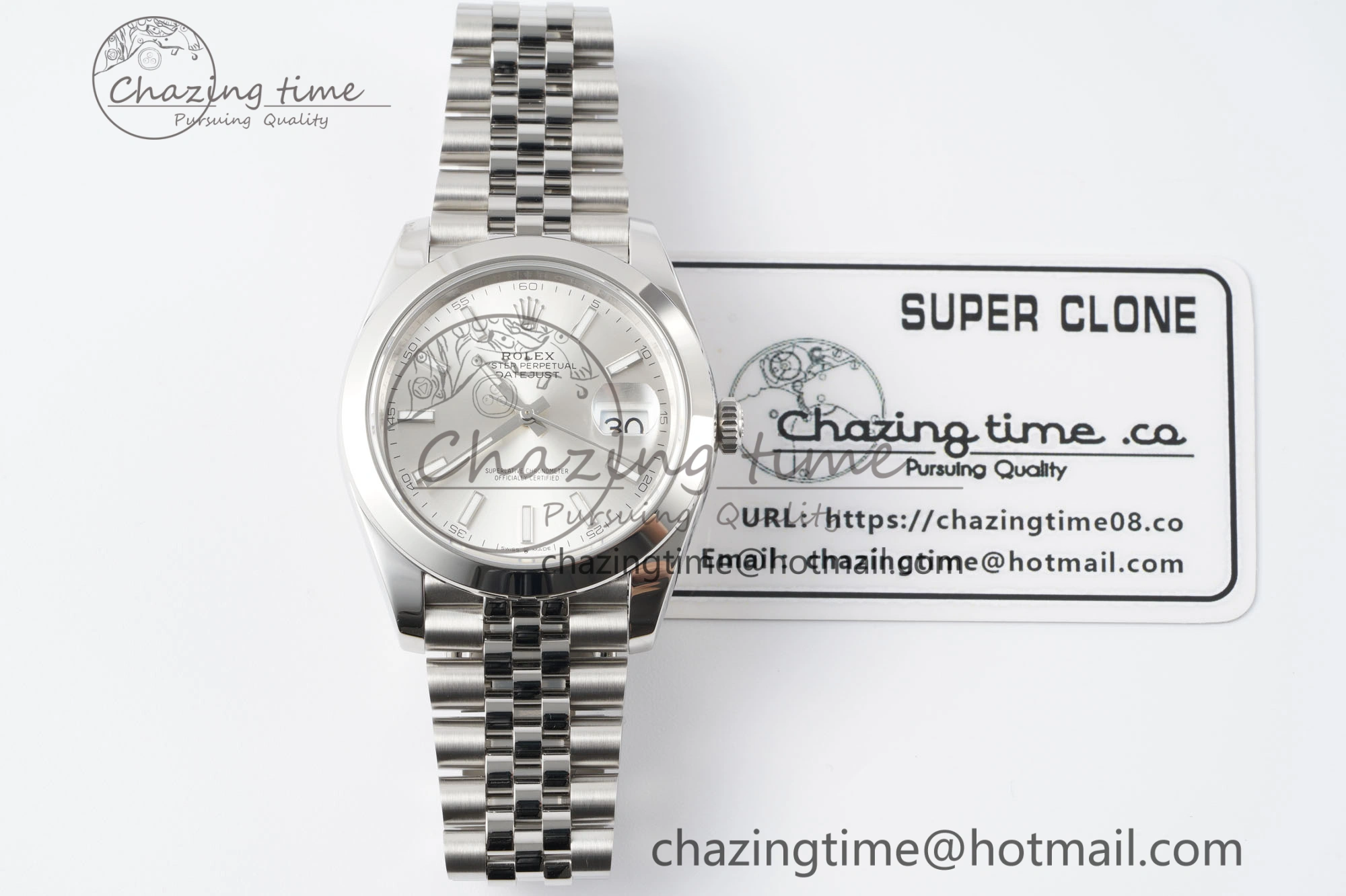 DateJust 41 SS Polished Bezel KING 1:1 Best Edition 904L Steel Silver Stick Dial on Jubilee Bracelet VR3235