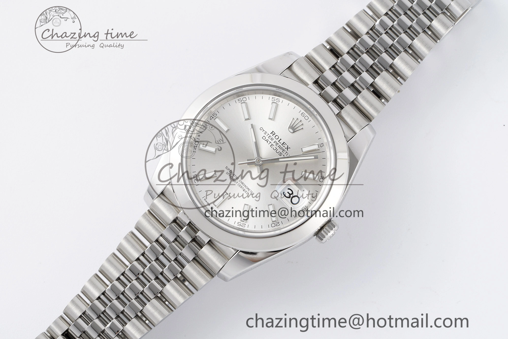DateJust 41 SS Polished Bezel KING 1:1 Best Edition 904L Steel Silver Stick Dial on Jubilee Bracelet VR3235
