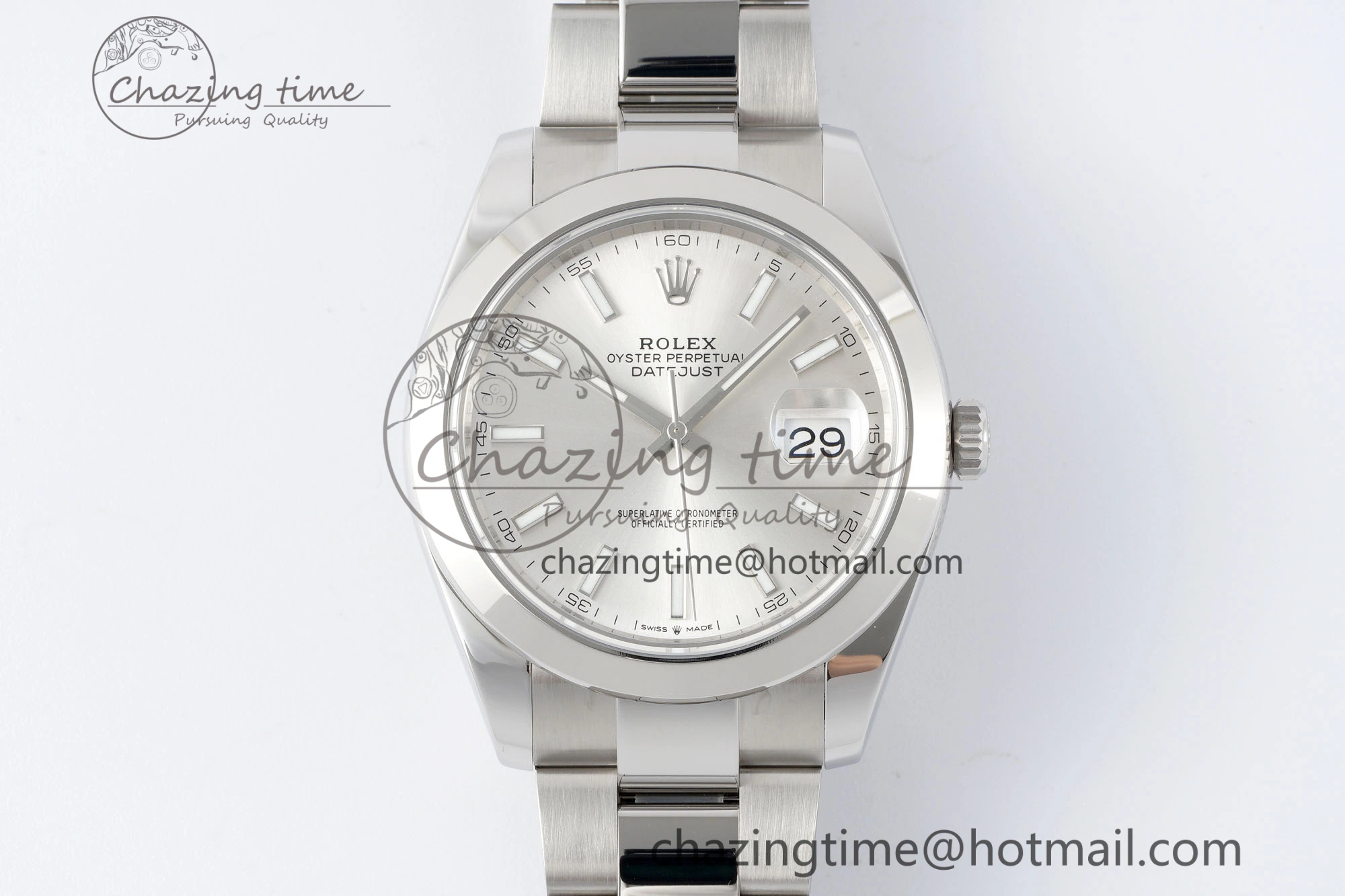 DateJust 41 SS Polished Bezel KING 1:1 Best Edition 904L Steel Silver Stick Dial on Oyster Bracelet VR3235