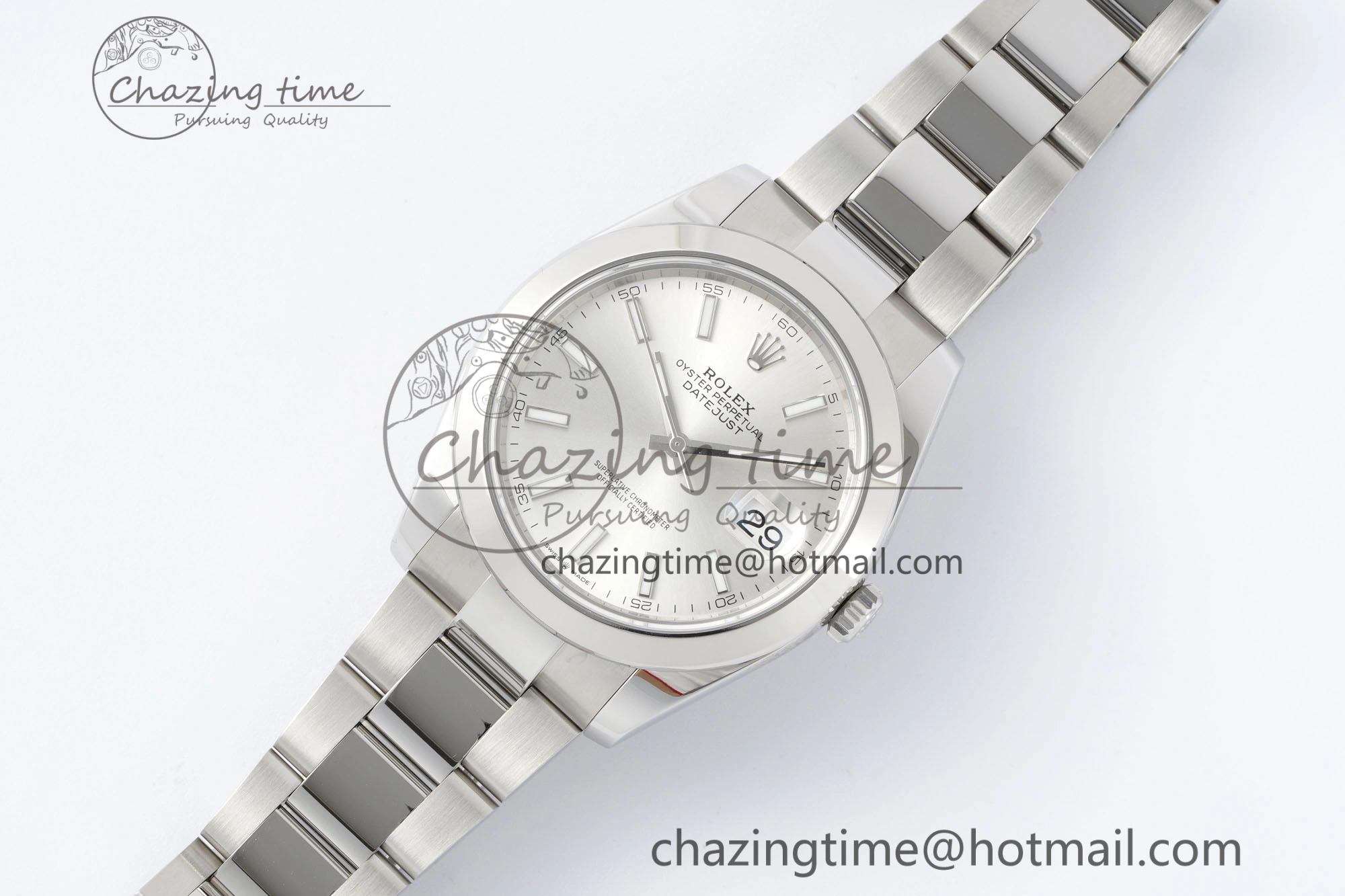DateJust 41 SS Polished Bezel KING 1:1 Best Edition 904L Steel Silver Stick Dial on Oyster Bracelet VR3235