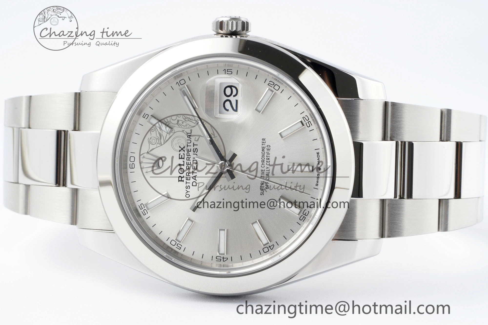 DateJust 41 SS Polished Bezel KING 1:1 Best Edition 904L Steel Silver Stick Dial on Oyster Bracelet VR3235