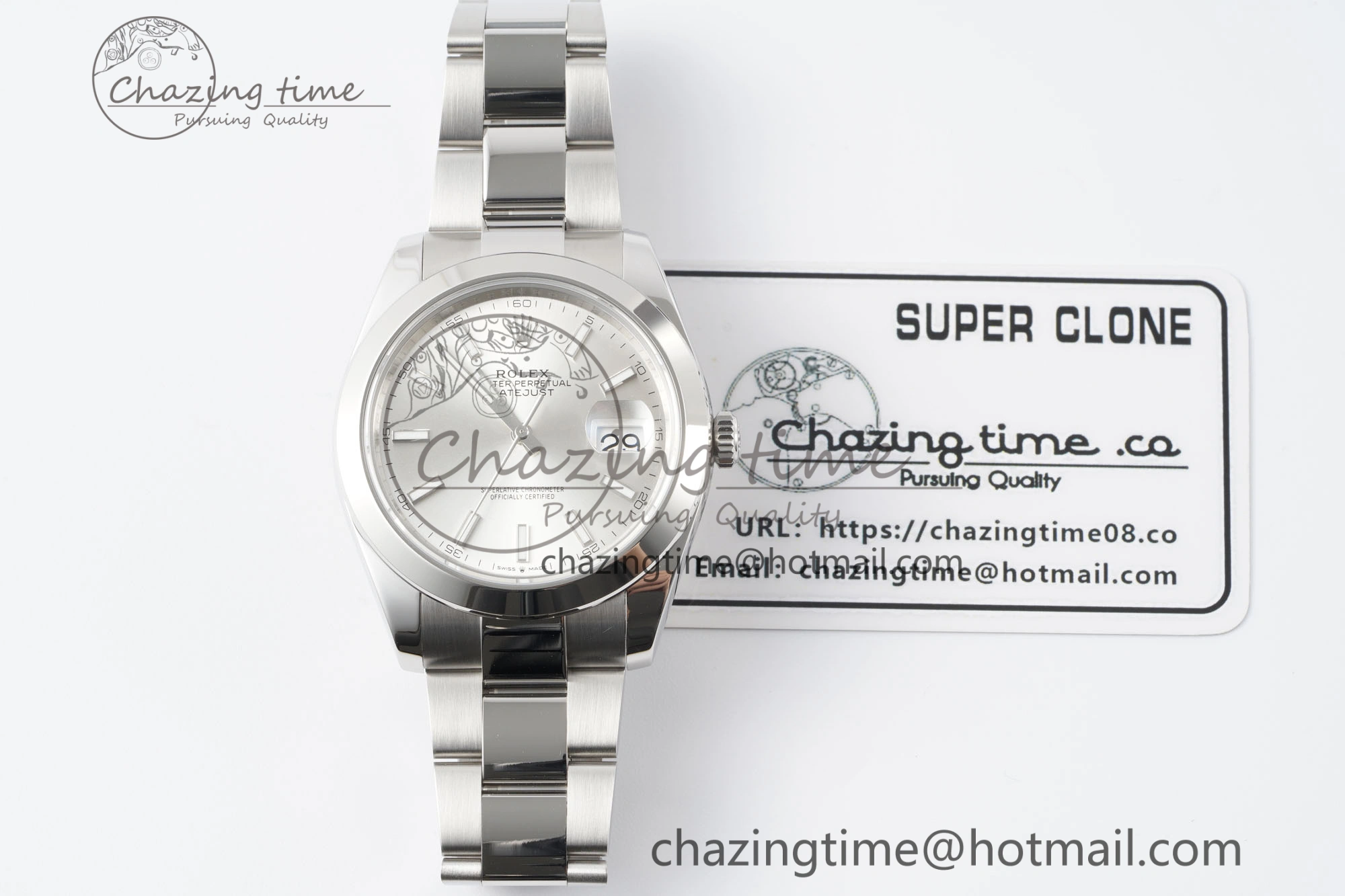 DateJust 41 SS Polished Bezel KING 1:1 Best Edition 904L Steel Silver Stick Dial on Oyster Bracelet VR3235