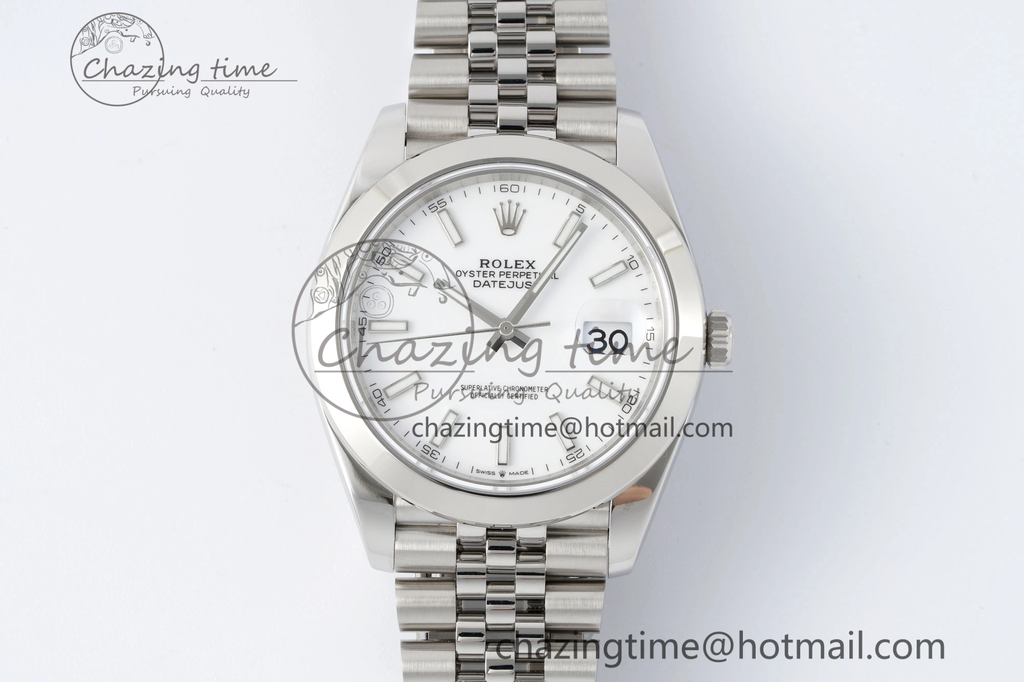 DateJust 41 SS Polished Bezel KING 1:1 Best Edition 904L Steel White Stick Dial on Jubilee Bracelet VR3235