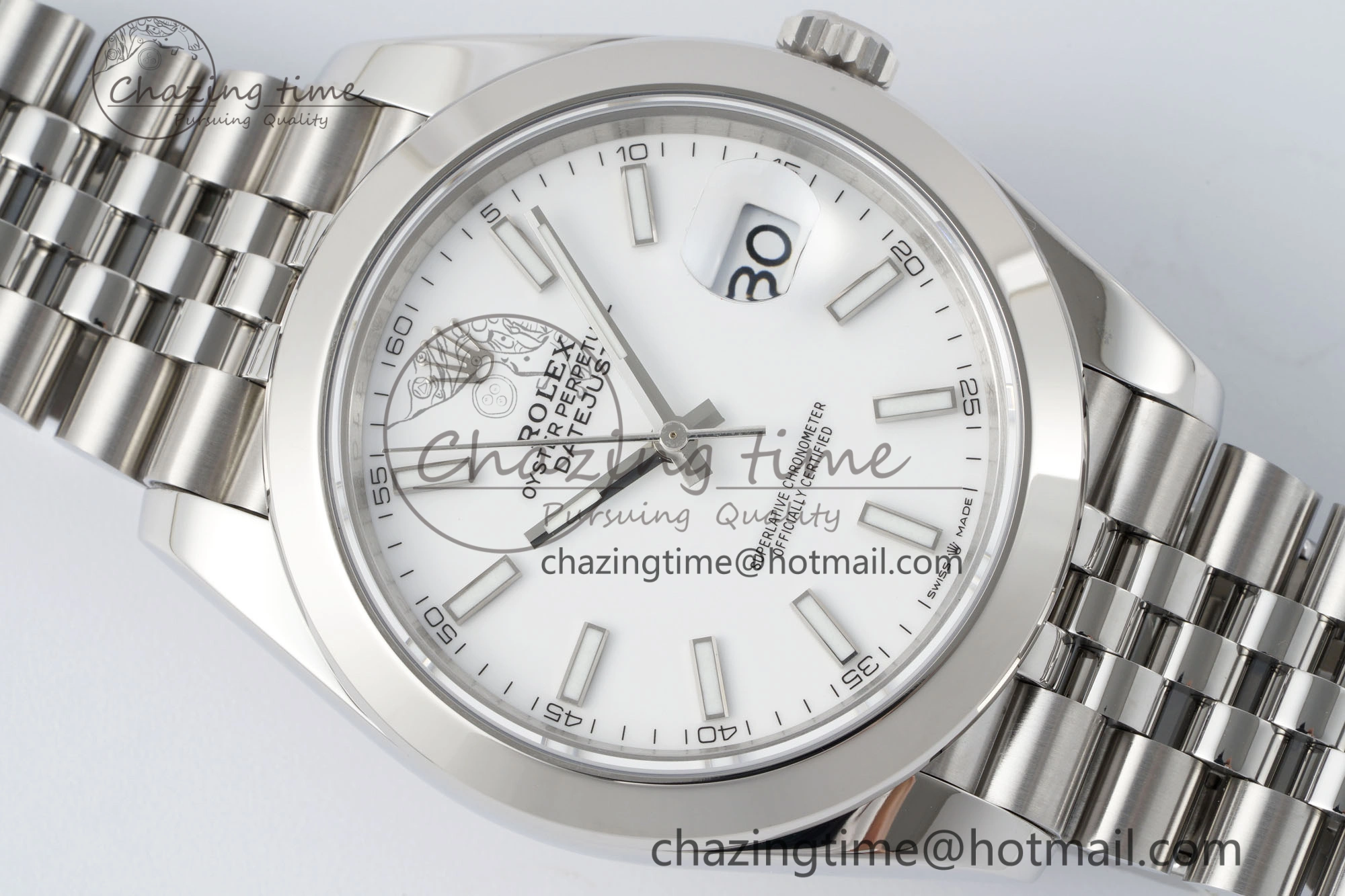 DateJust 41 SS Polished Bezel KING 1:1 Best Edition 904L Steel White Stick Dial on Jubilee Bracelet VR3235