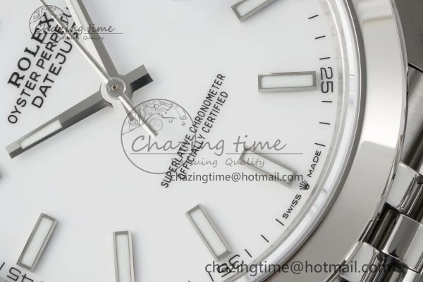DateJust 41 SS Polished Bezel KING 1:1 Best Edition 904L Steel White Stick Dial on Jubilee Bracelet VR3235
