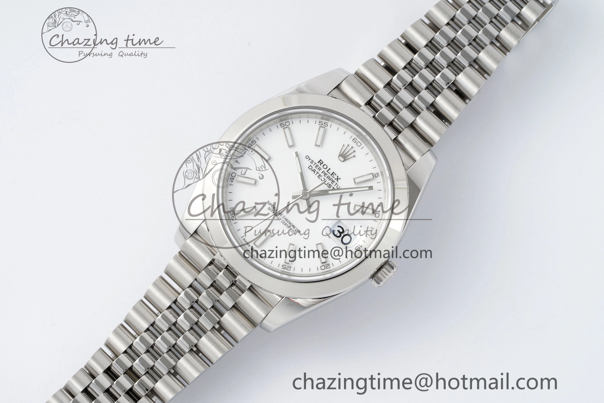 DateJust 41 SS Polished Bezel KING 1:1 Best Edition 904L Steel White Stick Dial on Jubilee Bracelet VR3235