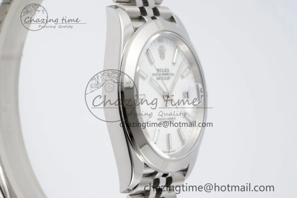 DateJust 41 SS Polished Bezel KING 1:1 Best Edition 904L Steel White Stick Dial on Jubilee Bracelet VR3235