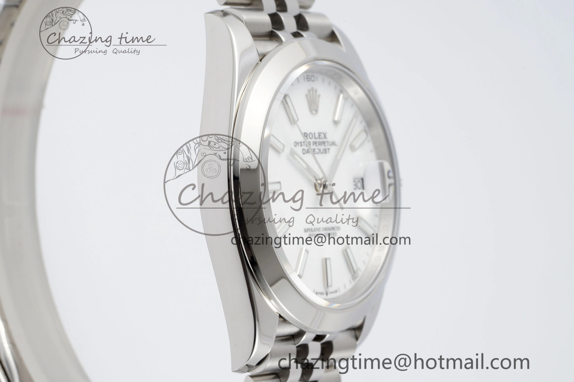 DateJust 41 SS Polished Bezel KING 1:1 Best Edition 904L Steel White Stick Dial on Jubilee Bracelet VR3235