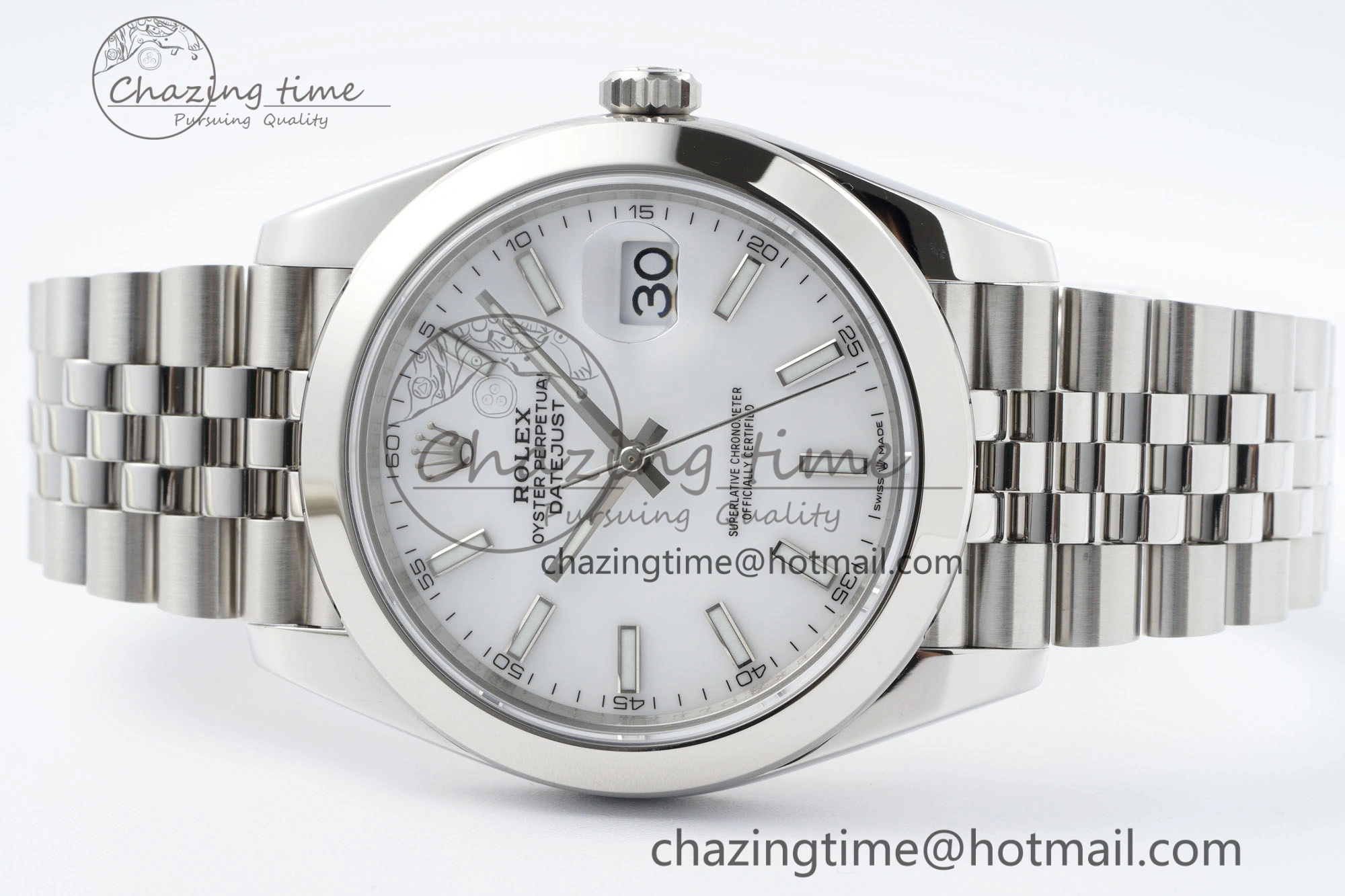 DateJust 41 SS Polished Bezel KING 1:1 Best Edition 904L Steel White Stick Dial on Jubilee Bracelet VR3235