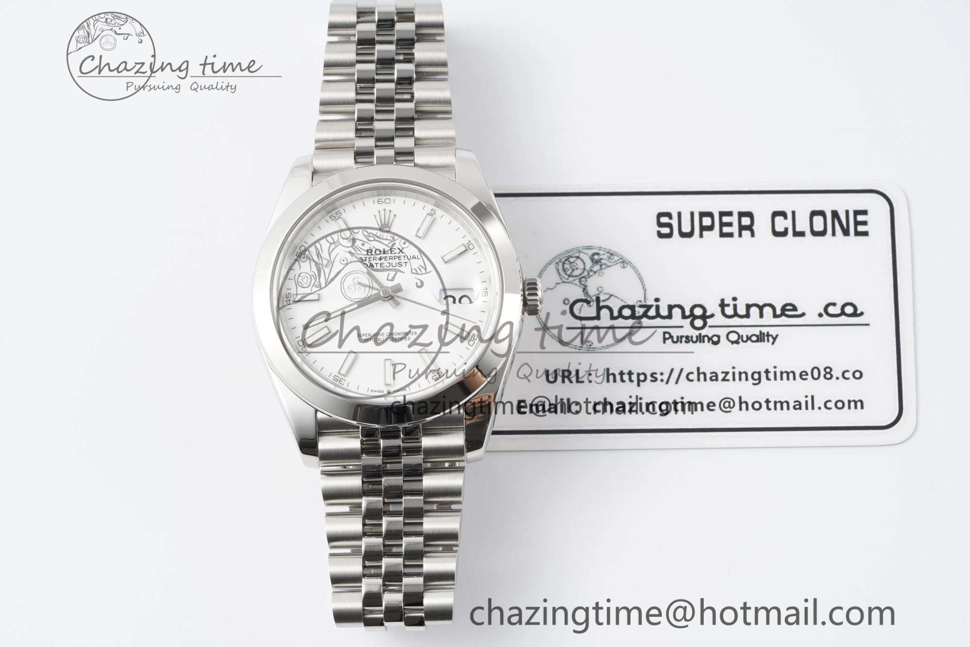 DateJust 41 SS Polished Bezel KING 1:1 Best Edition 904L Steel White Stick Dial on Jubilee Bracelet VR3235