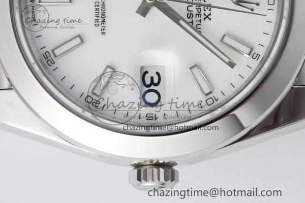 DateJust 41 SS Polished Bezel KING 1:1 Best Edition 904L Steel White Stick Dial on Jubilee Bracelet VR3235
