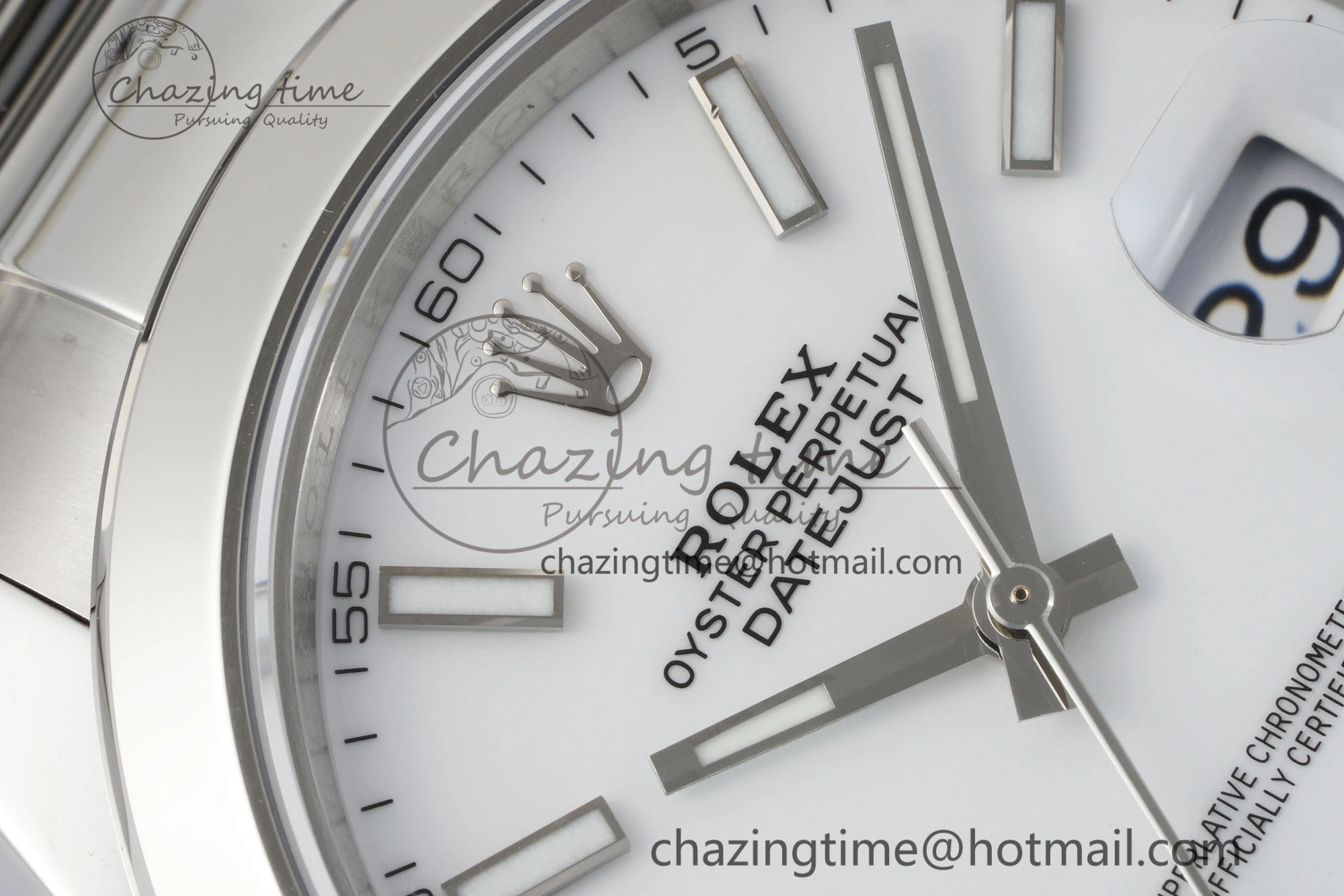 DateJust 41 SS Polished Bezel KING 1:1 Best Edition 904L Steel White Stick Dial on Oyster Bracelet VR3235