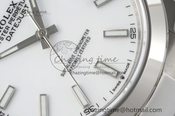 DateJust 41 SS Polished Bezel KING 1:1 Best Edition 904L Steel White Stick Dial on Oyster Bracelet VR3235