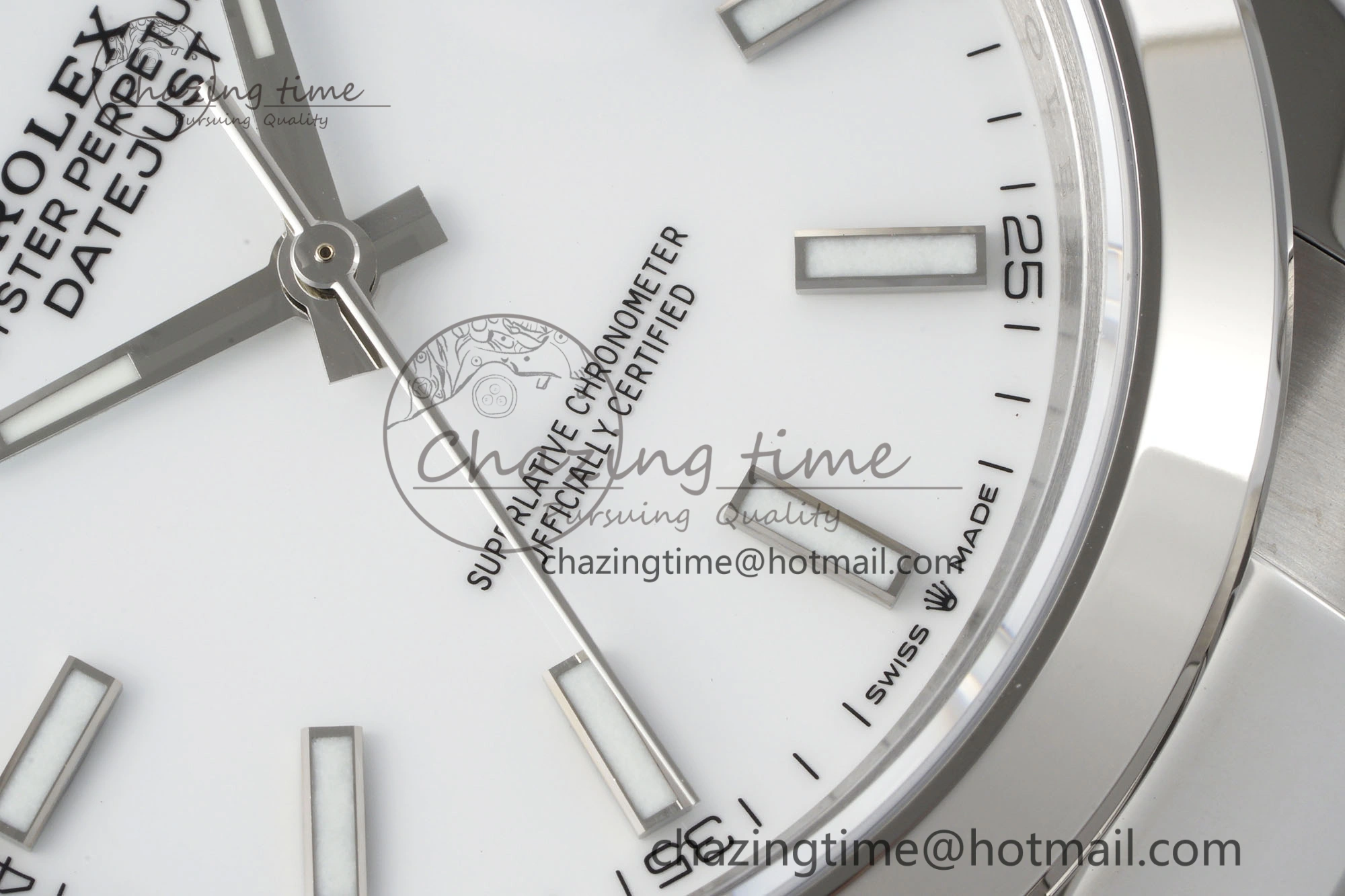 DateJust 41 SS Polished Bezel KING 1:1 Best Edition 904L Steel White Stick Dial on Oyster Bracelet VR3235