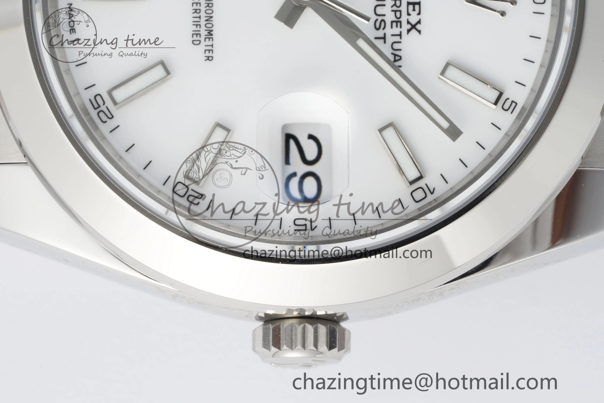 DateJust 41 SS Polished Bezel KING 1:1 Best Edition 904L Steel White Stick Dial on Oyster Bracelet VR3235