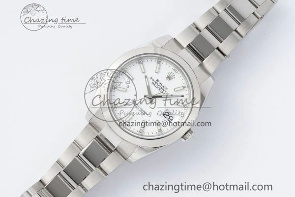 DateJust 41 SS Polished Bezel KING 1:1 Best Edition 904L Steel White Stick Dial on Oyster Bracelet VR3235