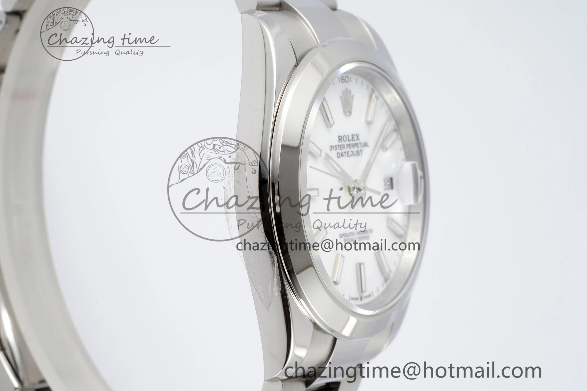 DateJust 41 SS Polished Bezel KING 1:1 Best Edition 904L Steel White Stick Dial on Oyster Bracelet VR3235