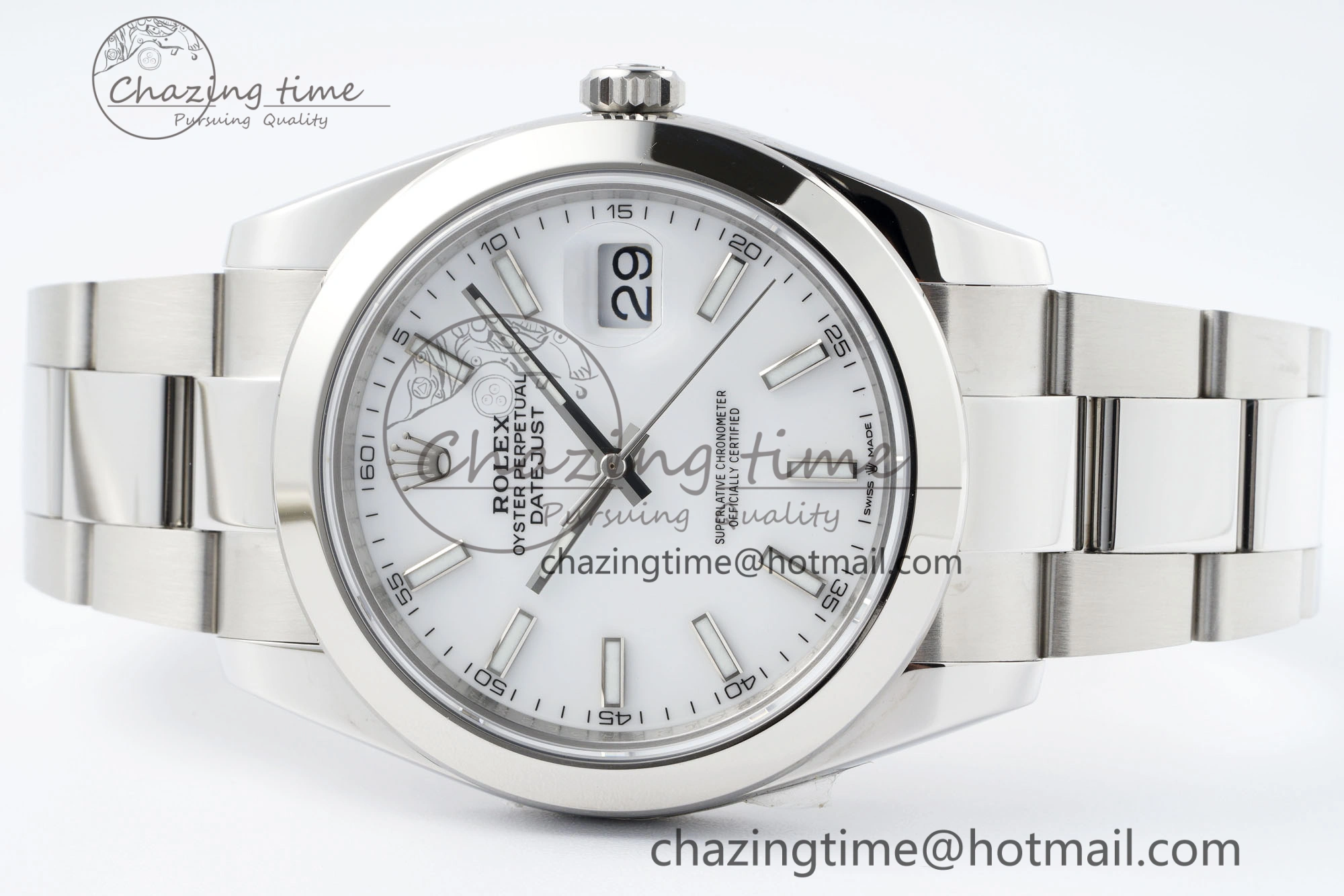 DateJust 41 SS Polished Bezel KING 1:1 Best Edition 904L Steel White Stick Dial on Oyster Bracelet VR3235