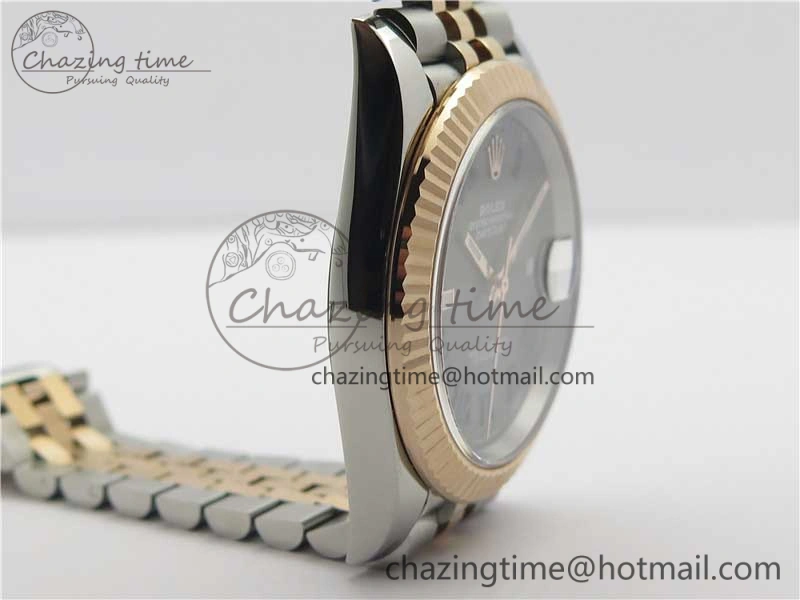 DateJust 41 SS RG 126333 Fluted Bezel DJF Best Edition 904L Steel Gray Dial Green Roman Markers on Jubilee Bracelet A2836