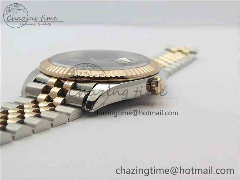 DateJust 41 SS RG 126333 Fluted Bezel DJF Best Edition 904L Steel Gray Dial Green Roman Markers on Jubilee Bracelet A2836