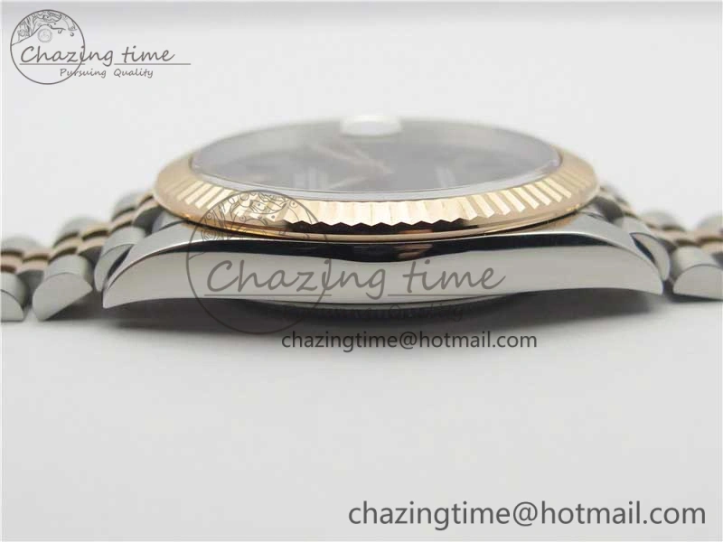 DateJust 41 SS RG 126333 Fluted Bezel DJF Best Edition 904L Steel Gray Dial Green Roman Markers on Jubilee Bracelet A2836