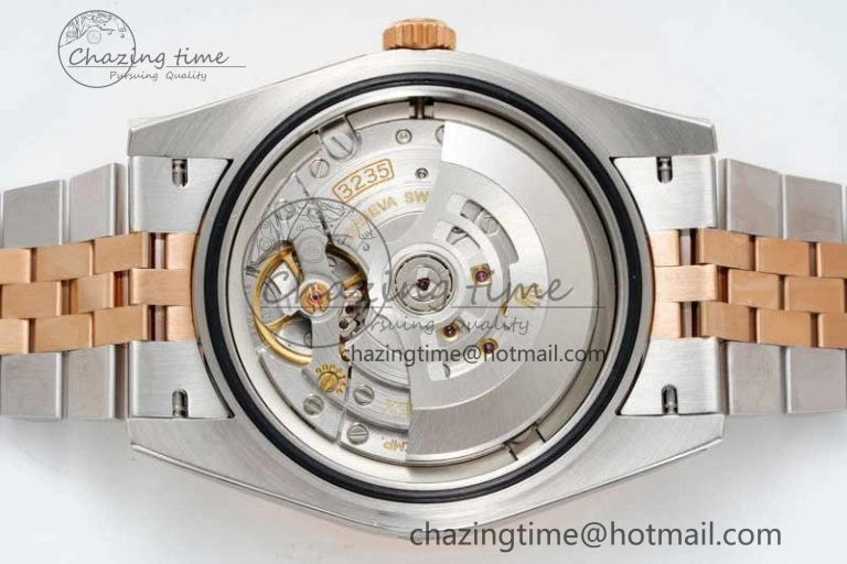DateJust 41 SS RG JDF 1:1 Best Edition 904L Steel Brown Diamonds Dial on SS RG Jubilee Bracelet VR3235 V2