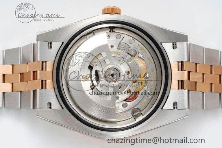 DateJust 41 SS RG JDF 1:1 Best Edition 904L Steel Brown Diamonds Dial on SS RG Jubilee Bracelet VR3235 V2