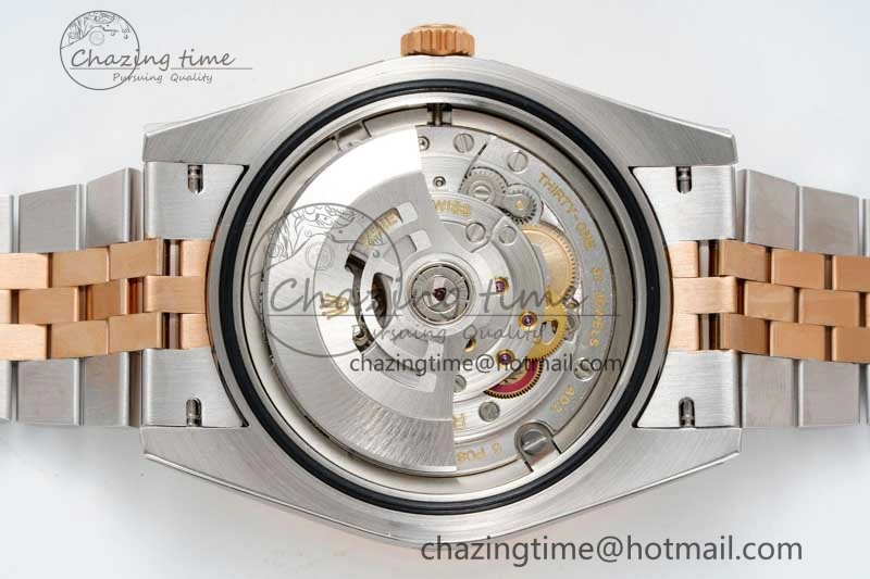 DateJust 41 SS RG JDF 1:1 Best Edition 904L Steel Brown Diamonds Dial on SS RG Jubilee Bracelet VR3235 V2