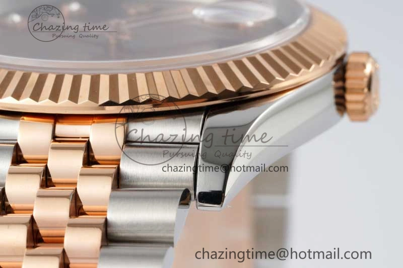 DateJust 41 SS RG JDF 1:1 Best Edition 904L Steel Brown Diamonds Dial on SS RG Jubilee Bracelet VR3235 V2
