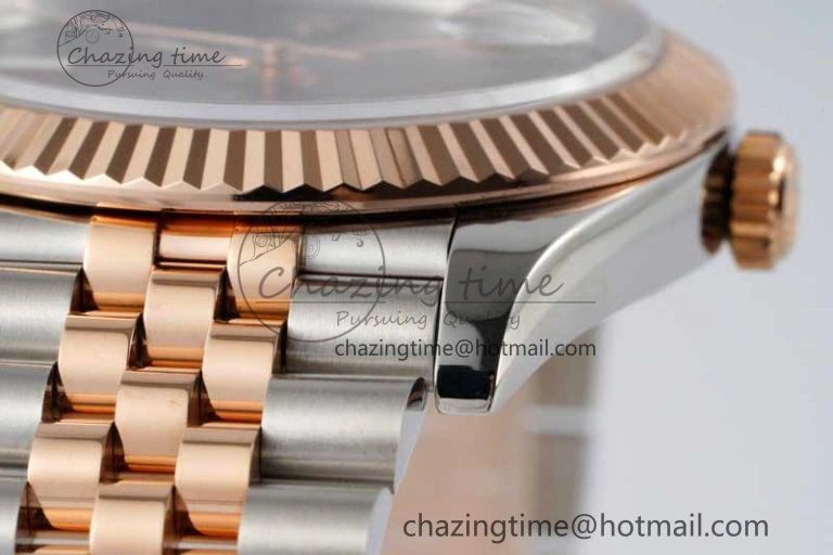 DateJust 41 SS RG JDF 1:1 Best Edition 904L Steel Gray Dial Green Roman on SS RG Jubilee Bracelet VR3235 V2