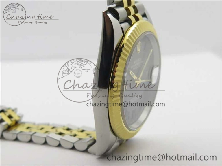 DateJust 41 SS YG 126333 Fluted Bezel DJF Best Edition 904L Steel Gray Dial Green Roman Markers on Jubilee Bracelet A2836