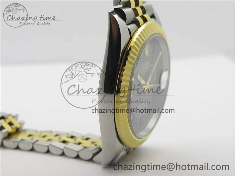 DateJust 41 SS YG 126333 Fluted Bezel DJF Best Edition 904L Steel Gray Dial Green Roman Markers on Jubilee Bracelet A2836