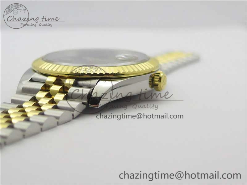 DateJust 41 SS YG 126333 Fluted Bezel DJF Best Edition 904L Steel Gray Dial Green Roman Markers on Jubilee Bracelet A2836