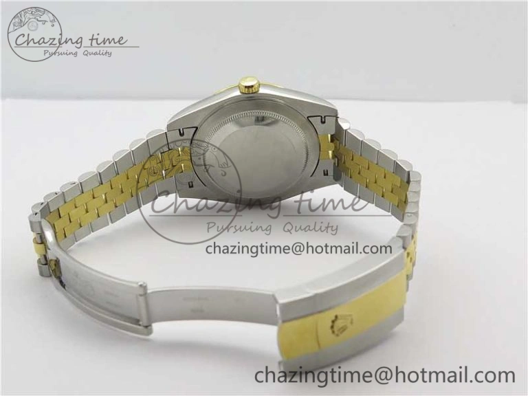 DateJust 41 SS YG 126333 Fluted Bezel DJF Best Edition 904L Steel Gray Dial Green Roman Markers on Jubilee Bracelet A2836