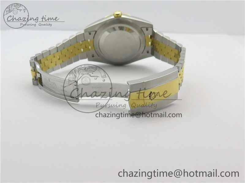 DateJust 41 SS YG 126333 Fluted Bezel DJF Best Edition 904L Steel Gray Dial Green Roman Markers on Jubilee Bracelet A2836