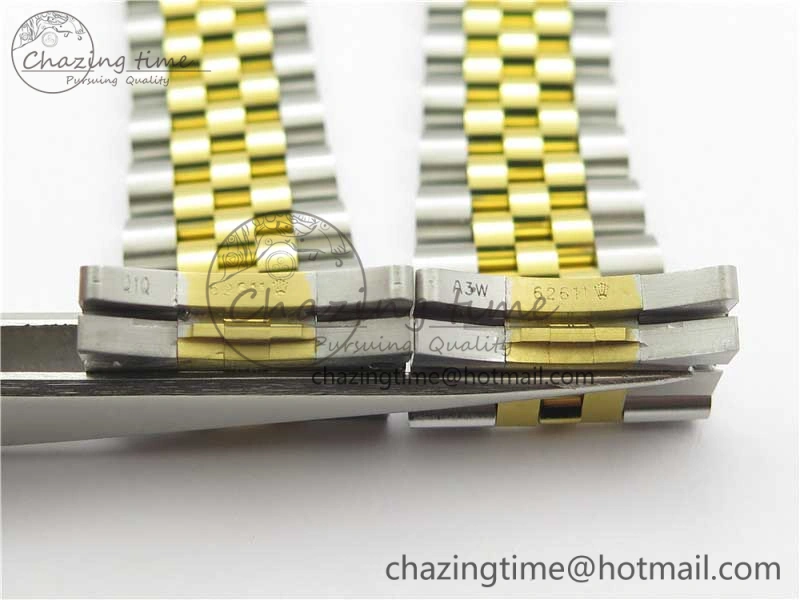 DateJust 41 SS YG 126333 Fluted Bezel DJF Best Edition 904L Steel Gray Dial Green Roman Markers on Jubilee Bracelet A2836