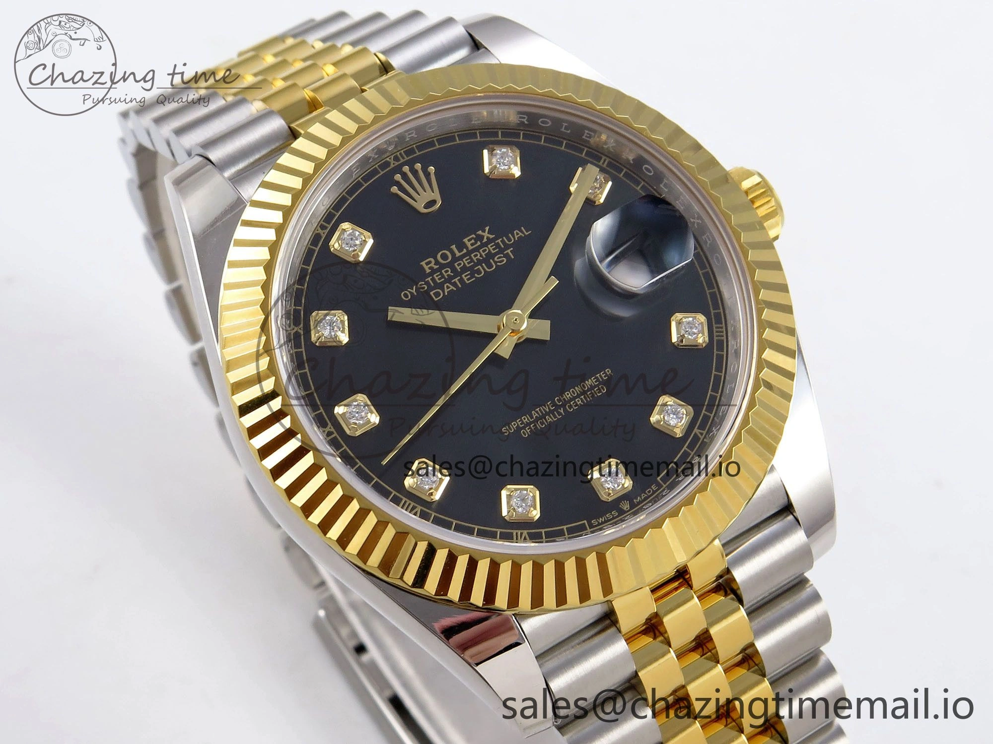DateJust 41 SS YG ARF 1:1 Best Edition 904L Steel Black Diamonds Dial on Jubilee Bracelet SH3235 (Gain Weight)