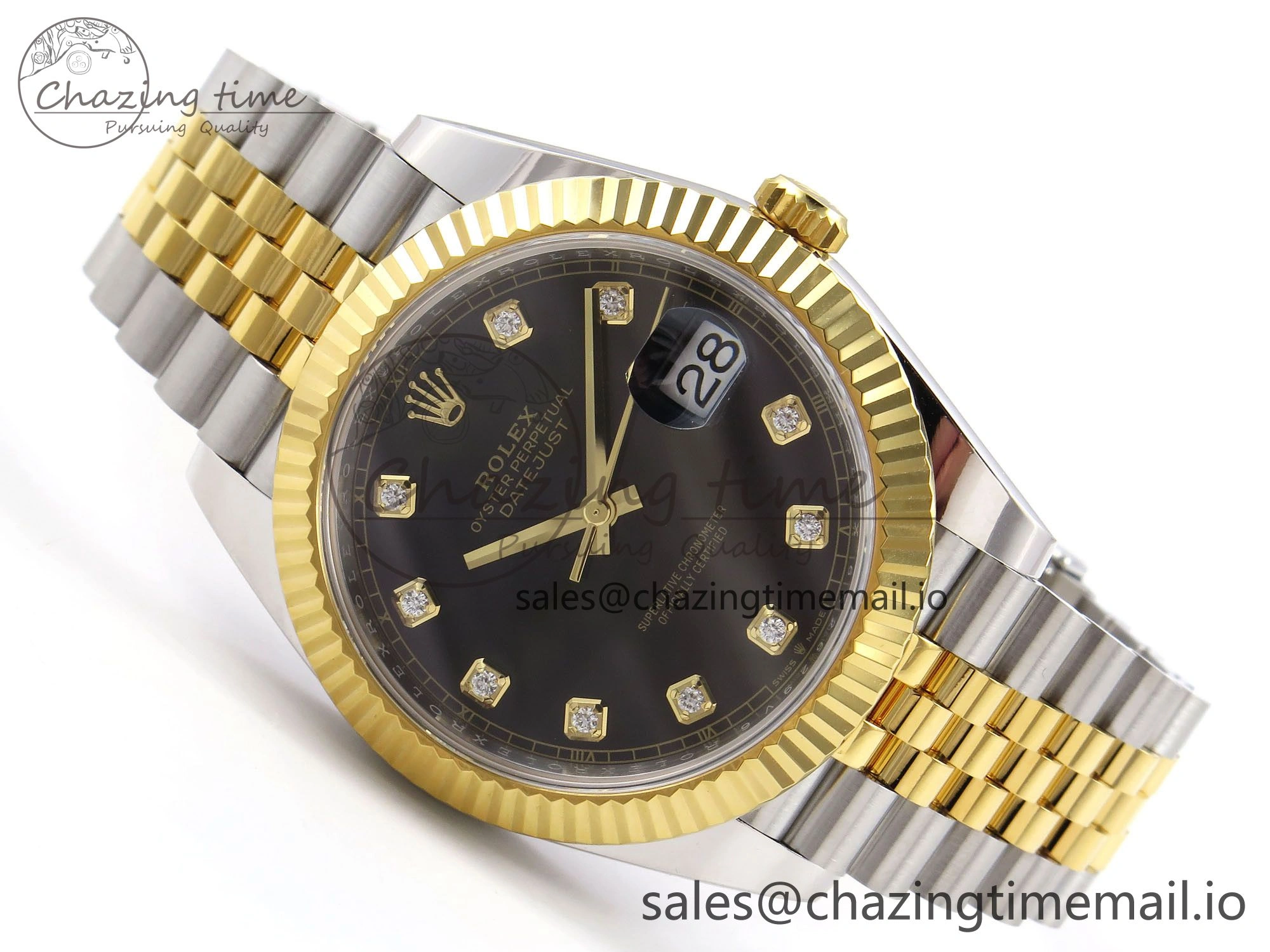 DateJust 41 SS YG ARF 1:1 Best Edition 904L Steel Black Diamonds Dial on Jubilee Bracelet SH3235
