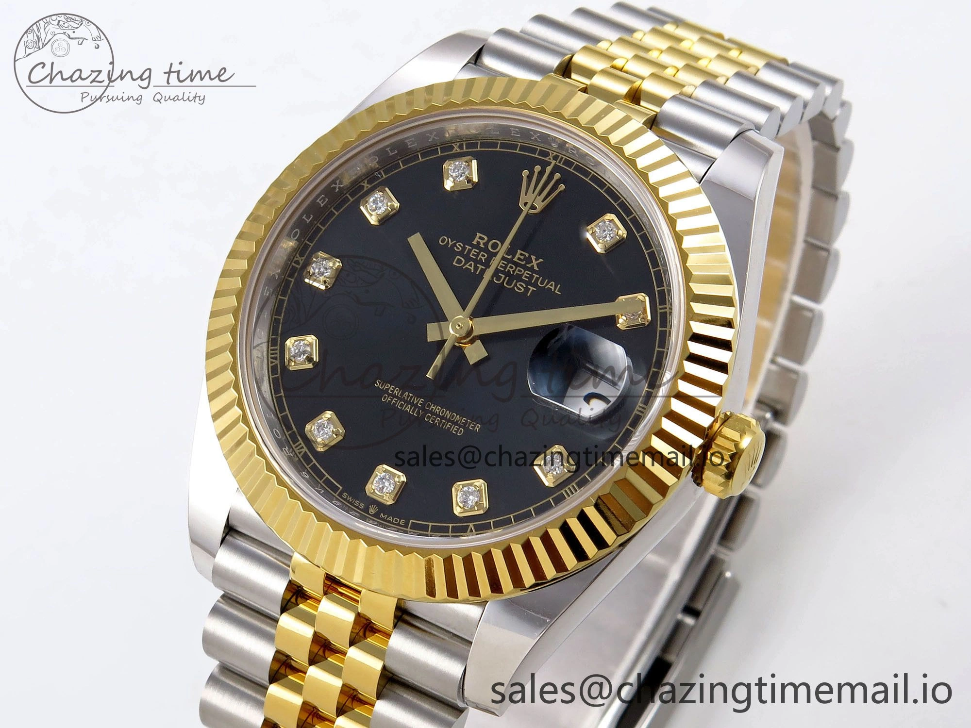 DateJust 41 SS YG ARF 1:1 Best Edition 904L Steel Black Diamonds Dial on Jubilee Bracelet SH3235