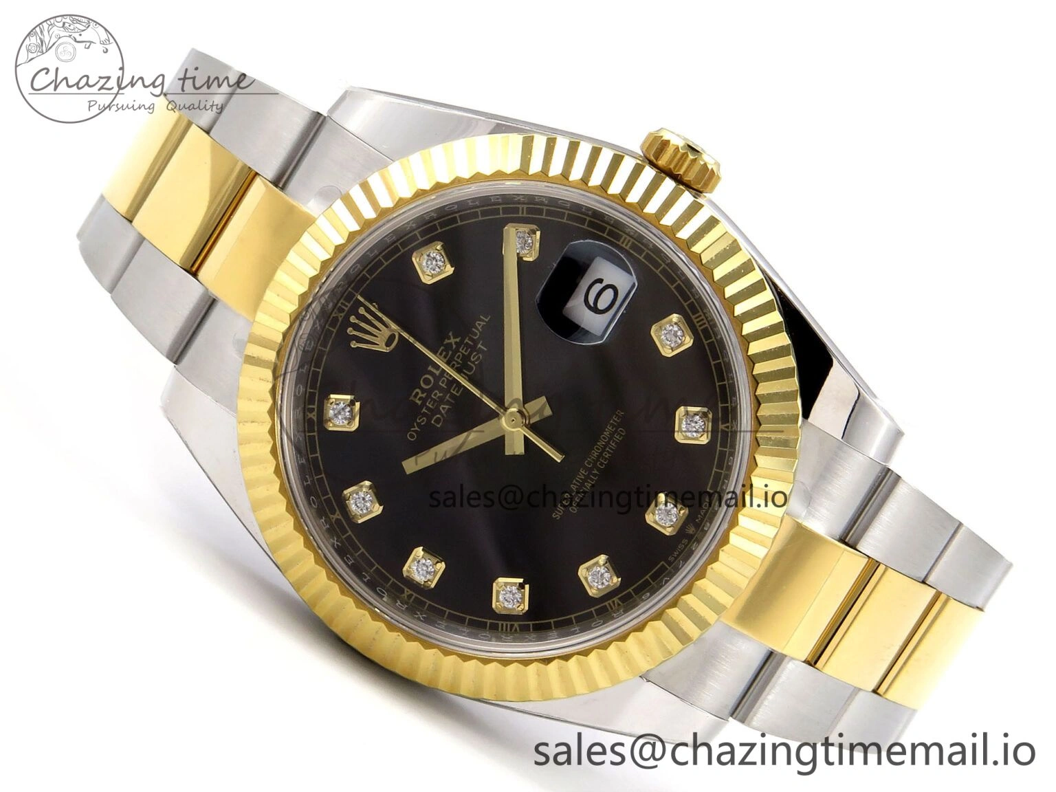 DateJust 41 SS YG ARF 1:1 Best Edition 904L Steel Black Diamonds Dial on Oyster Bracelet SH3235
