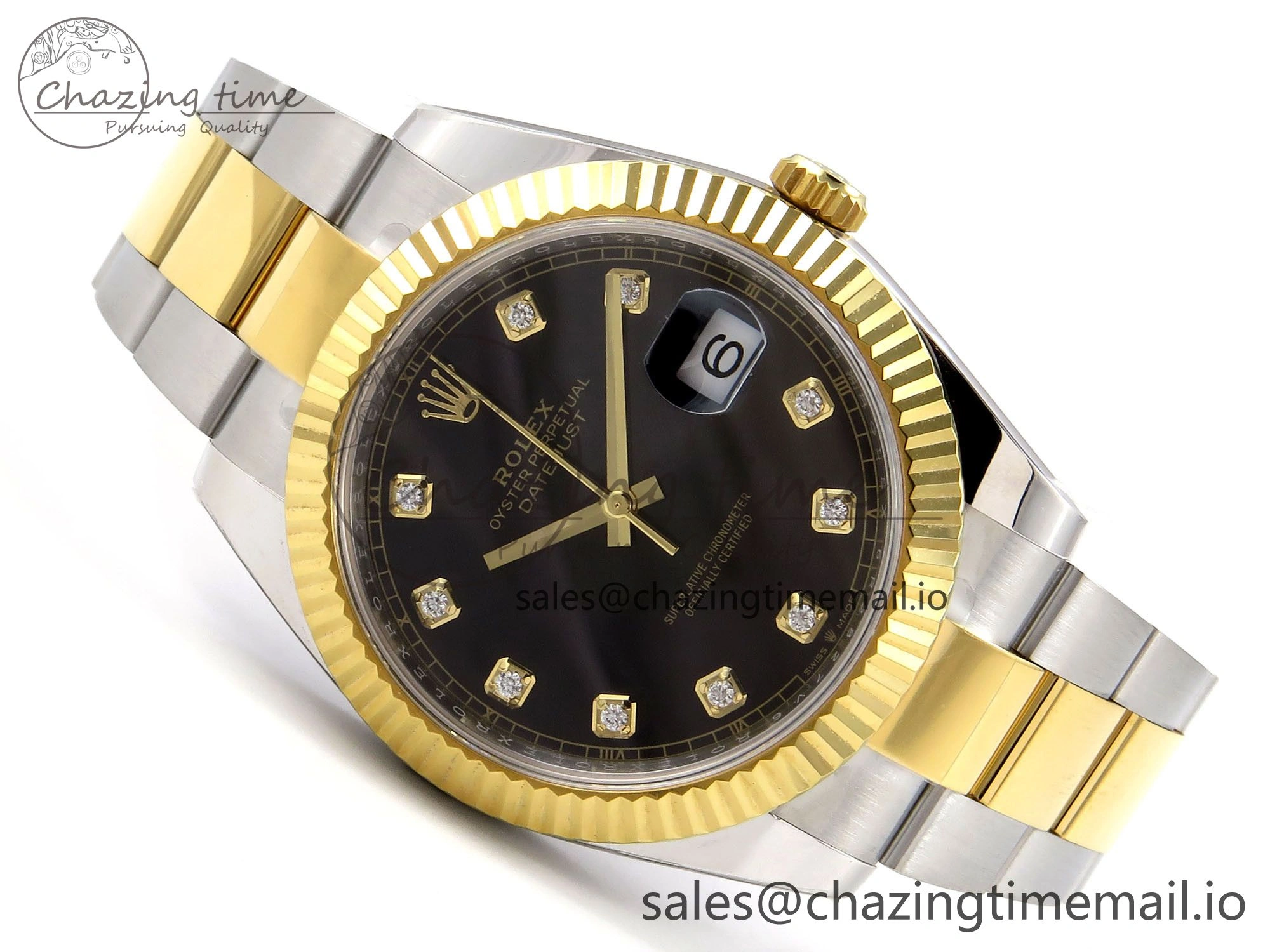DateJust 41 SS YG ARF 1:1 Best Edition 904L Steel Black Diamonds Dial on Oyster Bracelet SH3235