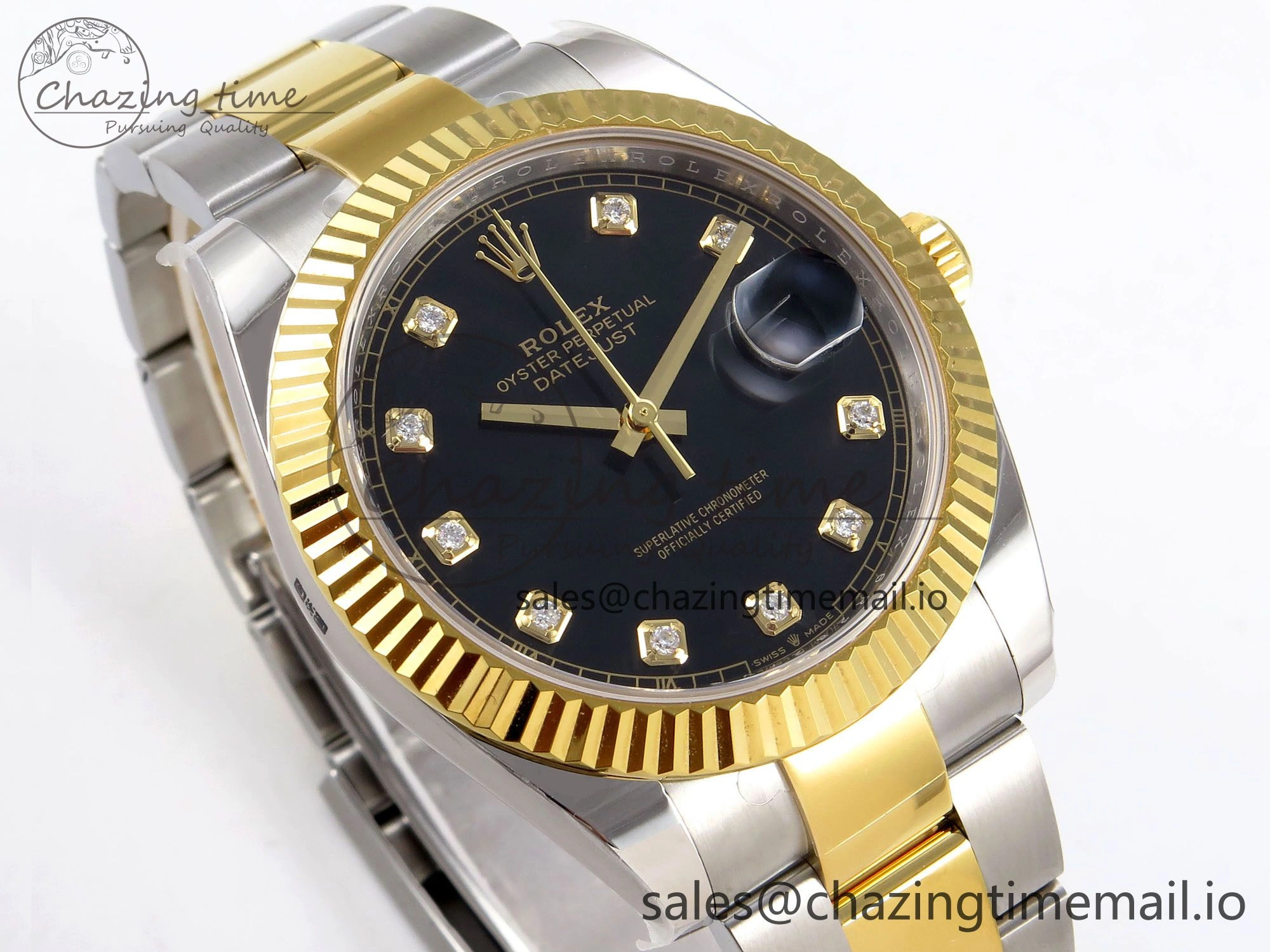 DateJust 41 SS YG ARF 1:1 Best Edition 904L Steel Black Diamonds Dial on Oyster Bracelet SH3235