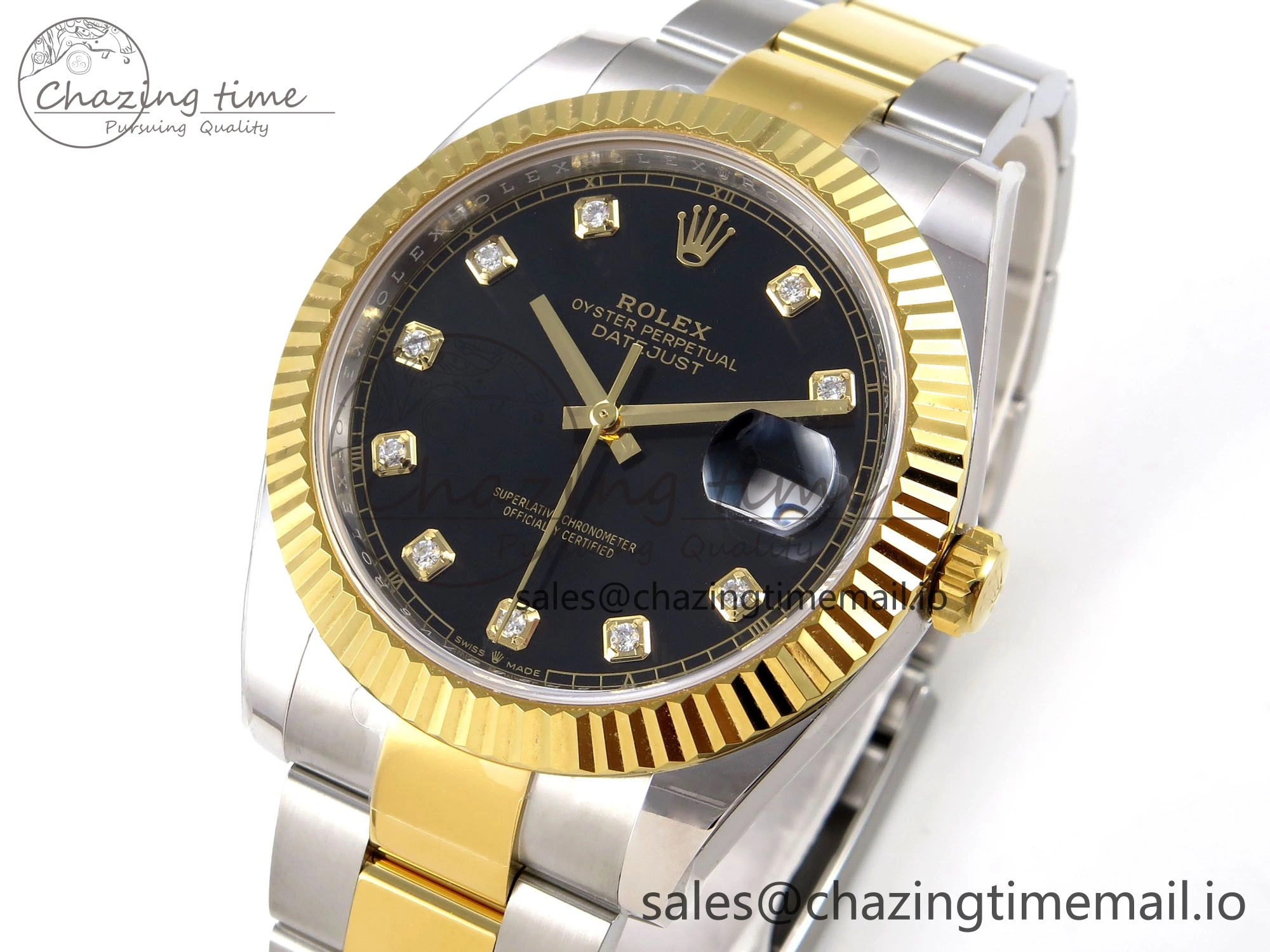 DateJust 41 SS YG ARF 1:1 Best Edition 904L Steel Black Diamonds Dial on Oyster Bracelet SH3235